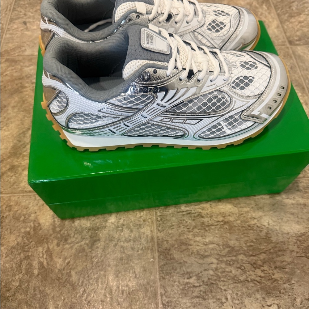Bottega Veneta Silver and White Athletic Shoes - Picture 3 of 5